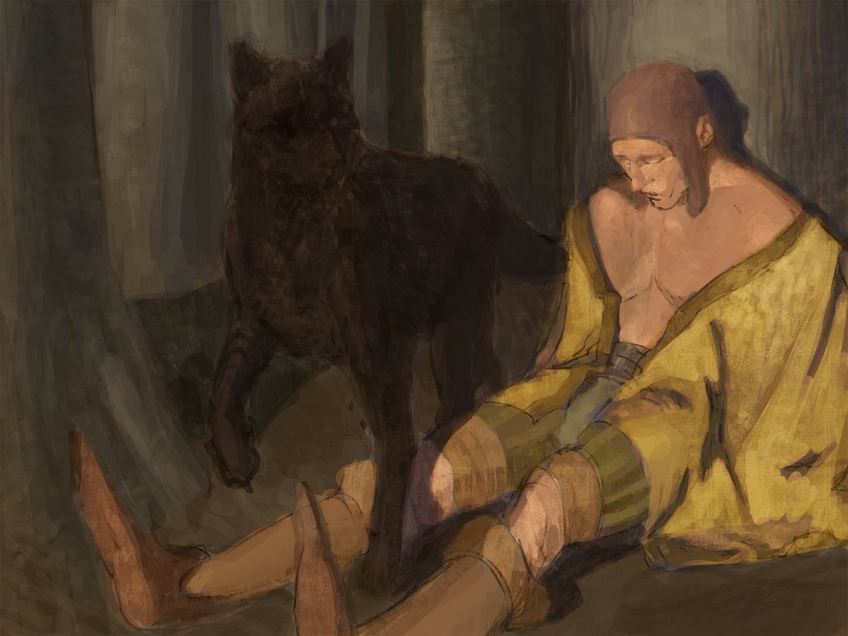 nicktperry's tweet photo. The dead wolf trapper in some semi-mythical Swabian wood. WIP. https://t.co/zTrPOWPQJ3