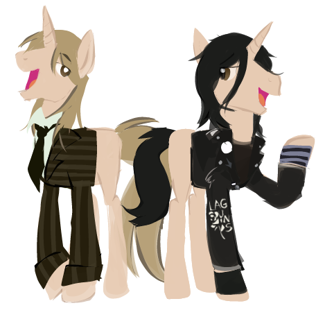 I've never interacted with a community on twitter before so I'm nervous but I drew the twins as ponies and wanted to share ..