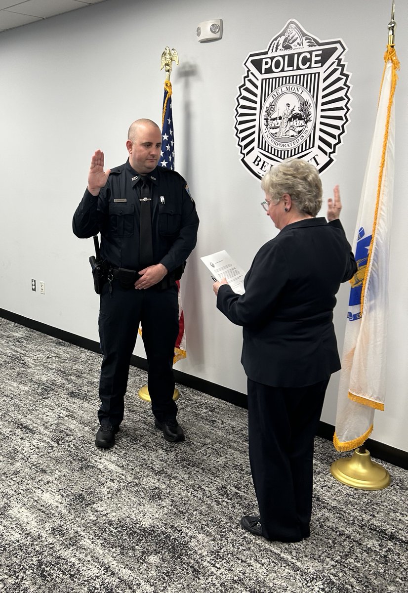 On Monday, April 28th, new BPD Officer Shaun O’Halloran was sworn in by Town Clerk Ellen O’Brien Cushman. Officer O’Halloran holds a POST certification from Massachusetts and joins us from the MGH Police and Security Department, bringing 11 years of experience.