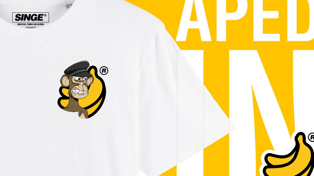 Custom 1/1 BAYC Banana t-shirt for <a href="/Lazzy2906/">lazzy.eth 🍌</a>🍌

4 hours left to get yours!

[LINK IN BIO] #MadeByApe
