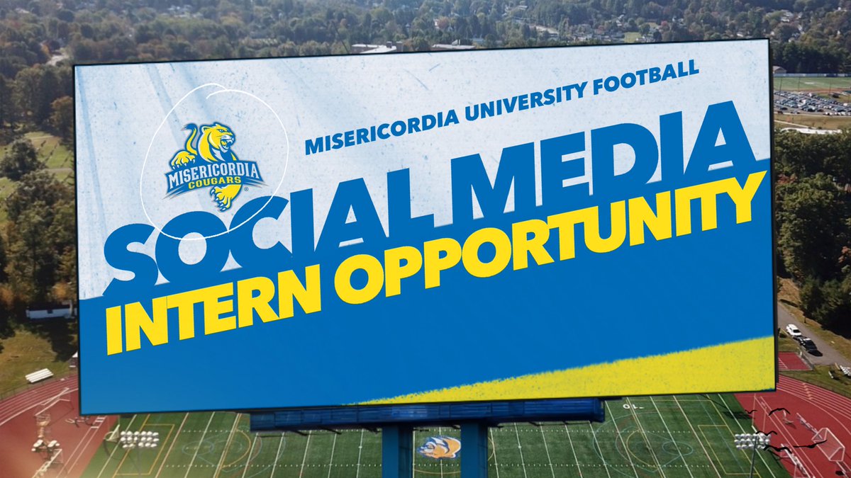 Misericordia University Football (@mucougarsfb) on Twitter photo 🚨We’re looking for Social Media interns!🚨
No experience needed, but is a bonus in these three areas:
🔵 Graphic Design
🔵 Video Creation/Editing
🔵 Content & Social Media
Please DM us or reach out to Coach Haughey via email: thaughey@misericordia.edu
#GoCougars #SWARM 🚨We’re looking for Social Media interns!🚨
No experience needed, but is a bonus in these three areas:
🔵 Graphic Design
🔵 Video Creation/Editing
🔵 Content & Social Media
Please DM us or reach out to Coach Haughey via email: thaughey@misericordia.edu
#GoCougars #SWARM