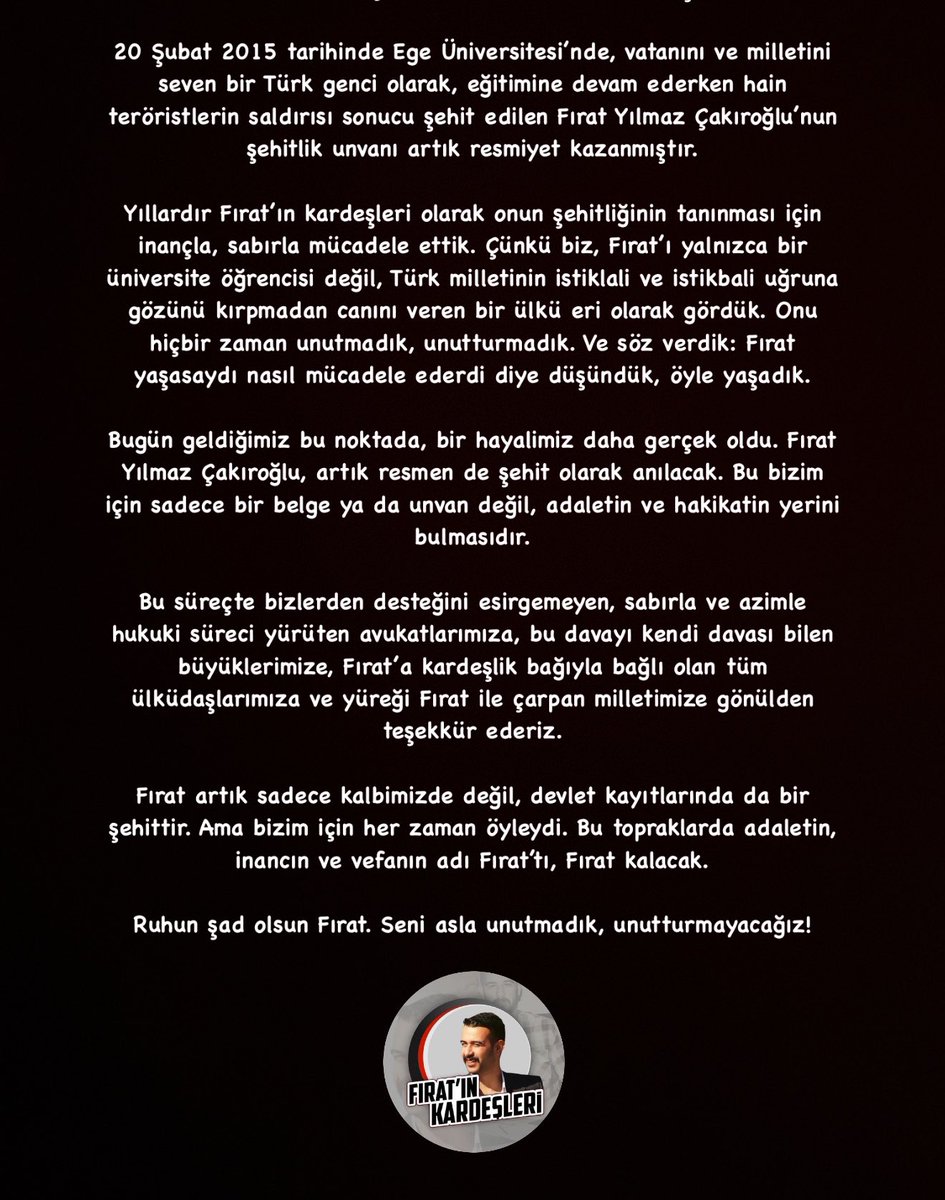 FIRAT YILMAZ ÇAKIROĞLU ŞEHİTTİR.
#FıratYılmazÇakıroğlu