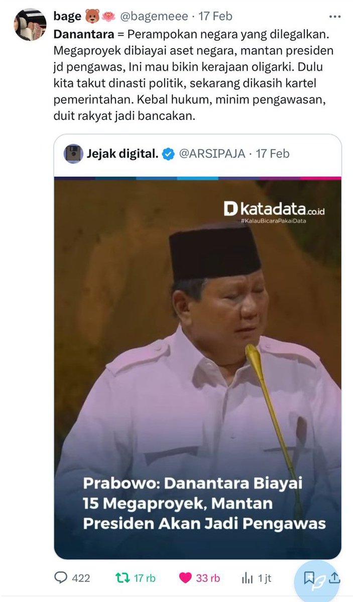 Udah, intinya Danantara itu proyek perampokan negara yang dilegalkan.
