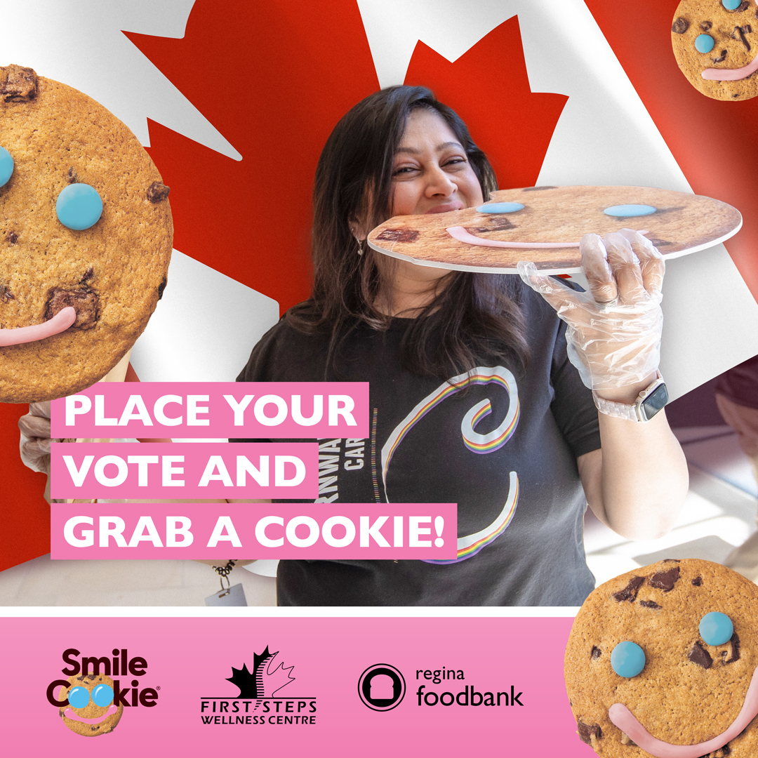 Regina Food Bank (@reginafoodbank) on Twitter photo The wait is over - Smile Cookies are back!🍪 Enjoy a sweet treat that gives back while we wait to hear the election results. We can all make a delicious difference!
Each smile cookie helps fund @reginafoodbank & @fswcregina.
Head over to participating <a href="/TimHortonsYQR/">Tim Hortons Regina</a> today! The wait is over - Smile Cookies are back!🍪 Enjoy a sweet treat that gives back while we wait to hear the election results. We can all make a delicious difference!
Each smile cookie helps fund @reginafoodbank & @fswcregina.
Head over to participating <a href="/TimHortonsYQR/">Tim Hortons Regina</a> today!