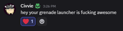 The GRAVELORD's Grenade Launcher Fanclub has a new prominent member! 🥳 Let's welcome <a href="/Civvie11/">Civvie11</a> ! 😀