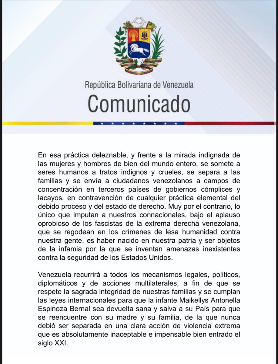 RoiLopezRivas's tweet image. ÚLTIMA HORA: VENEZUELA DENUNCIA EL SECUESTRO DE LA NIÑA MAIKELYS ESPINOZA, POR PARTE DEL GOBIERNO DE LOS EEUU.