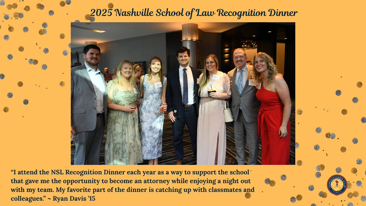 Join alumni like Nashville attorney Ryan Davis'15 at this year's Nashville School of Law Recognition Dinner. It is going to be a wonderful night filled with celebration. Get your tickets, today!
nsl.law/annual-recogni…