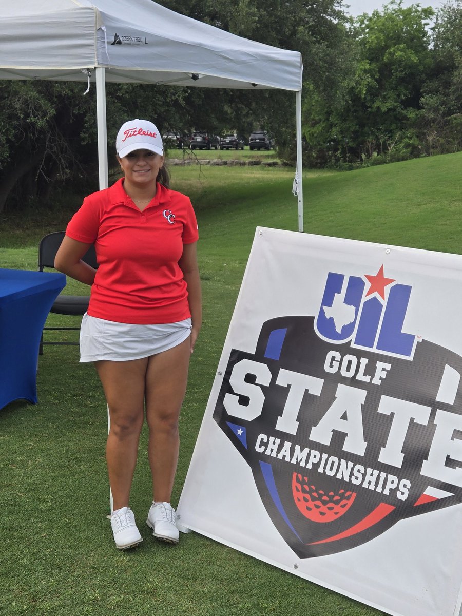 Camilah Porras getting ready to go at The Girls 6A State Golf Championship at White Wing Golf Course in Georgetown.  Let's Go COOGS!!!