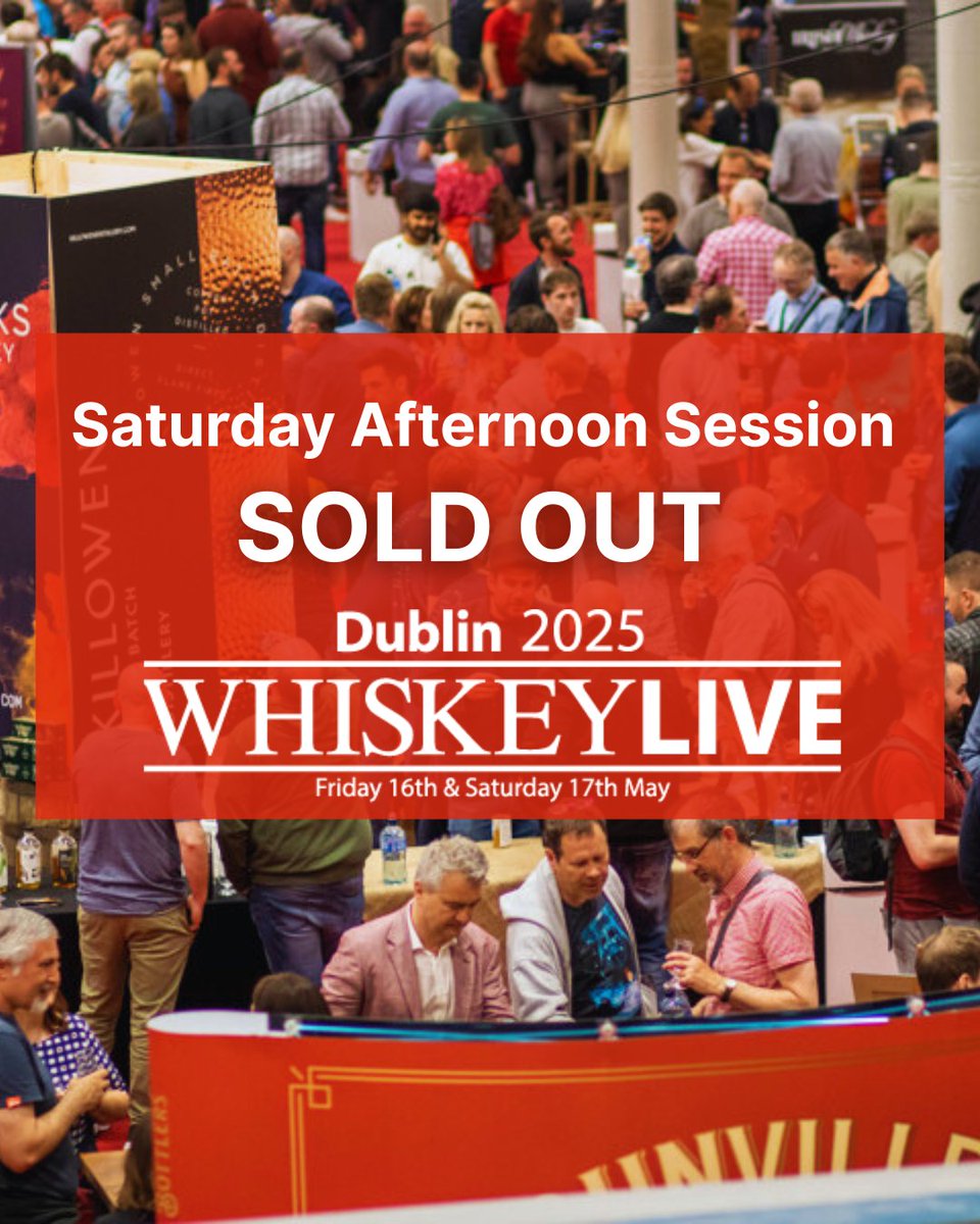 🚨 Saturday Afternoon at Whiskey Live Dublin is officially SOLD OUT!

But don’t worry, limited tickets still available for Friday sessions and Saturday evening! 🥃

Check out our fantastic Saturday evening masterclasses too — you won’t want to miss them!

whiskeylivedublin.com
