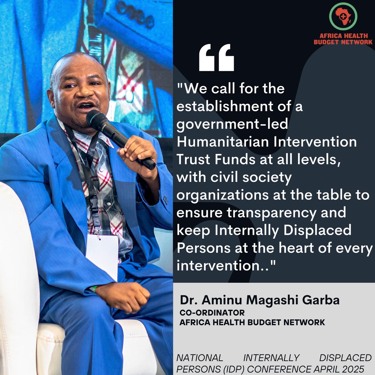 At the National IDPs Conference, April 2025,  <a href="/AminuMagashiG/">Aminu Magashi Garba</a> Magashi Garba urged the Nigerian Government to strengthen its commitment to the welfare and future of internally displaced persons (IDPs). <a href="/swag_initiative/">Stand With A Girl Initiative</a> <a href="/unhcrnigeria/">UNHCR Nigeria</a> <a href="/IOM_Nigeria/">IOM Nigeria</a> <a href="/ncfrmi_ng/">Refugees, Migrants & IDPs Commission</a> <a href="/fmha_pa/">Federal Ministry of Humanitarian Affairs</a>