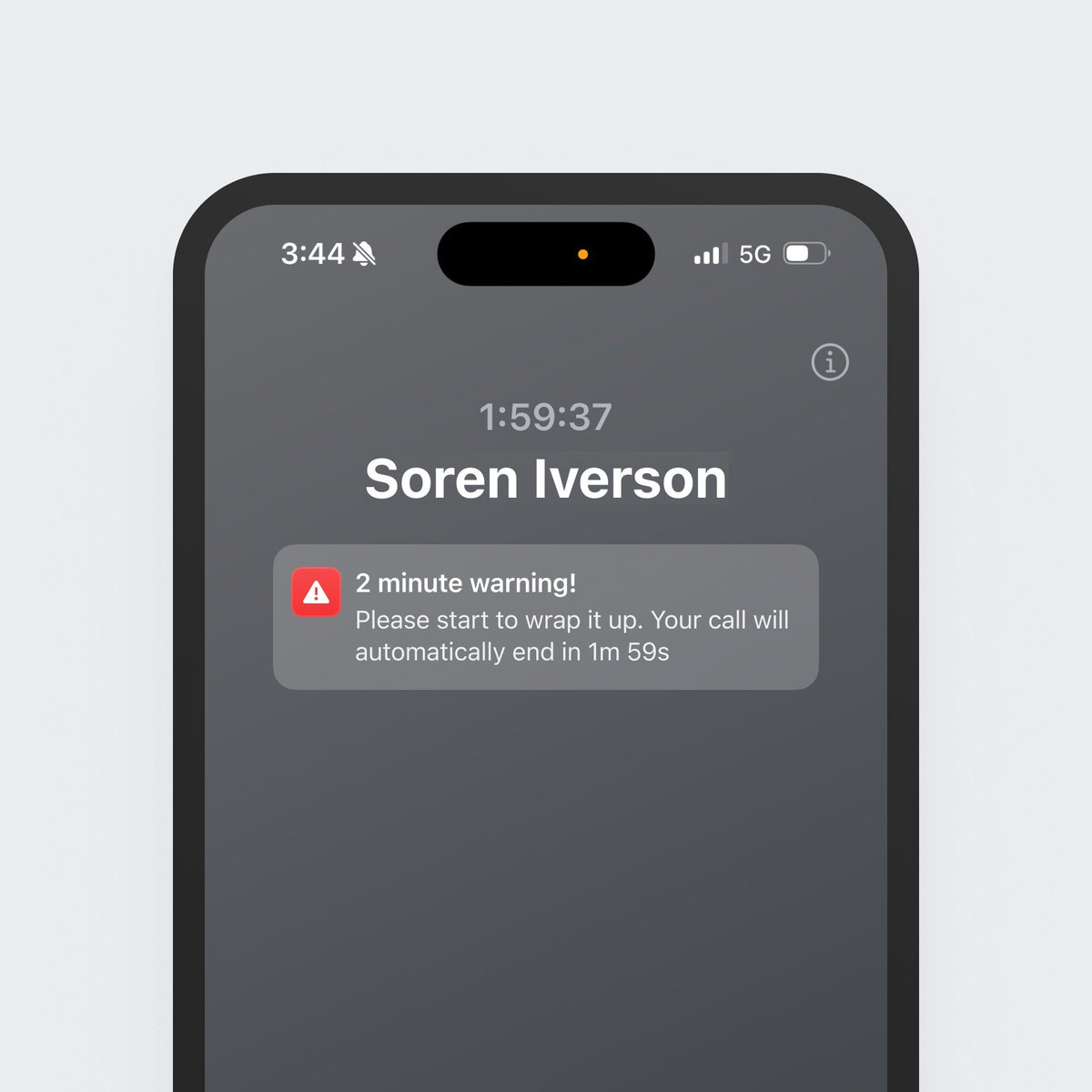 iPhone send caller a 2 minute warning