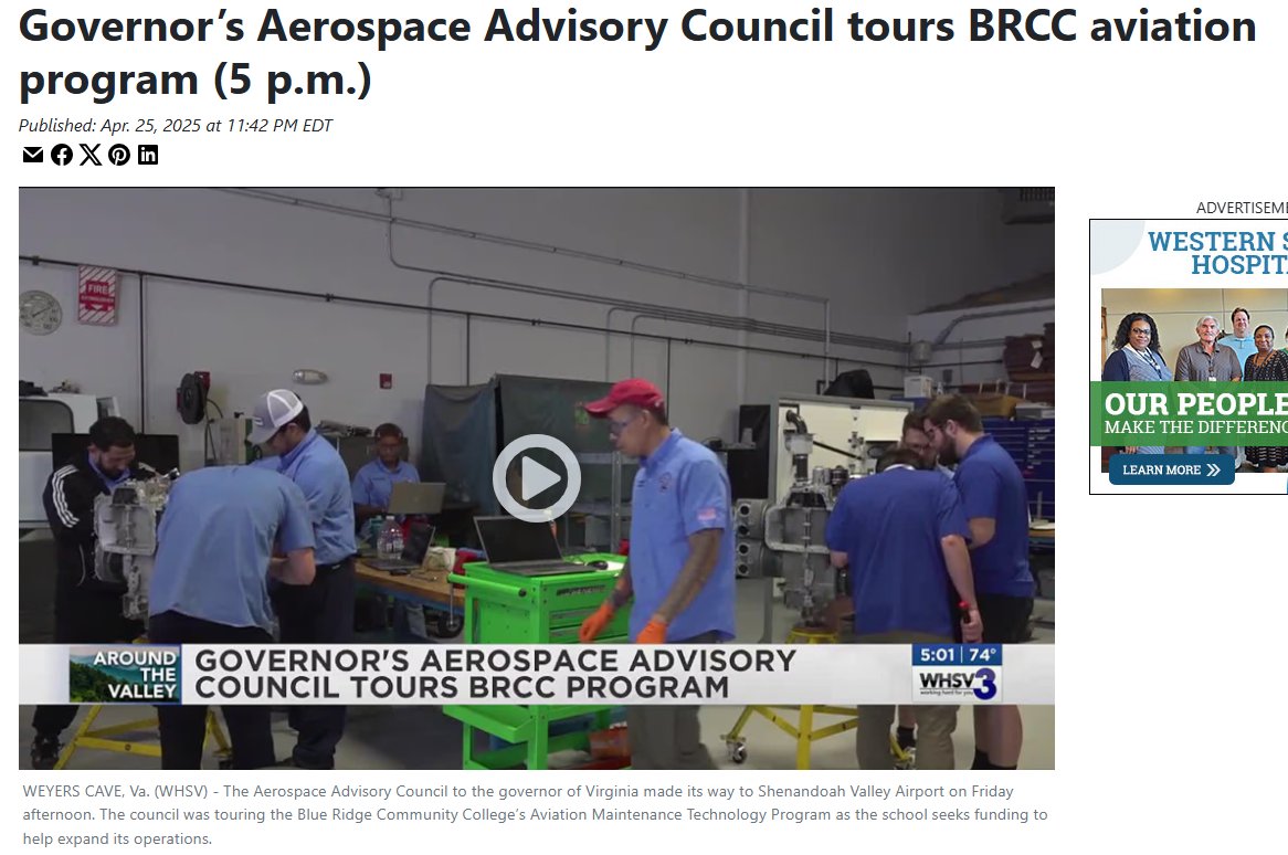 VABA_flyvirginia (@vaba_flyva) on Twitter photo Great recap of the GAAC's tour, highlighting the <a href="/BlueRidgeCC/">Blue Ridge Community College</a> aviation program
whsv.com/video/2025/04/… Great recap of the GAAC's tour, highlighting the <a href="/BlueRidgeCC/">Blue Ridge Community College</a> aviation program
whsv.com/video/2025/04/…