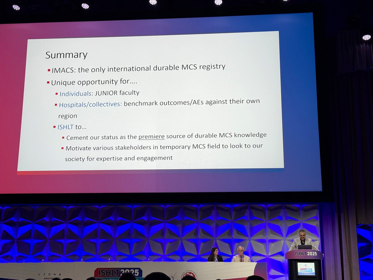 Dr. Goldstein provides an update on the IMACS Registry relaunch to open the morning plenary. #ISHLT2025 <a href="/ISHLT/">The ISHLT</a>