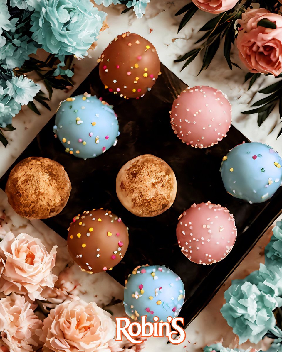 🎊 Bite-sized bliss in four fab flavours!
✨ Cookies &amp; Cream
✨ Birthday Cake
✨ Blue Confetti
✨ Double Chocolate

Perfect for takeout, gifting, or a treat-yourself moment!
.
.
.
#RobinsDonuts #CakePops #SweetBites #SnackTime #BiteSizedJoy #DessertLovers #SupportLocal