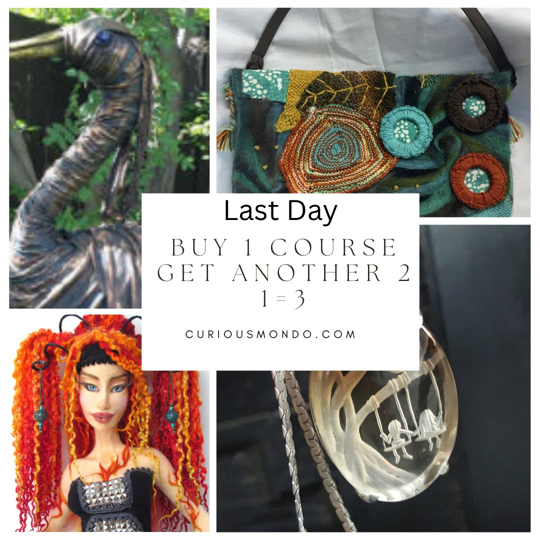 curious_mondo's tweet image. For each purchase, you get 2 other courses free, of your choice. #artclass #crafttutorial #onlinecourses #needlefelting #lapidary #paverpol #learnsomethingnew #giftformom #giftforme