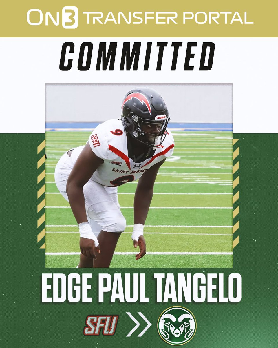 Pete Nakos (@petenakos_) on Twitter photo Saint Francis EDGE/OLB Paul Tangelo has committed to Colorado State, his agents tell <a href="/SWiltfong_/">Steve Wiltfong</a> and I.
The 6-4, 240-pounder posted 41 tackles, 19 TFLS, 7.5 sacks and 3 forced fumbles with a 78.9 pressure rating in 2024.
on3.com/transfer-porta… Saint Francis EDGE/OLB Paul Tangelo has committed to Colorado State, his agents tell <a href="/SWiltfong_/">Steve Wiltfong</a> and I.
The 6-4, 240-pounder posted 41 tackles, 19 TFLS, 7.5 sacks and 3 forced fumbles with a 78.9 pressure rating in 2024.
on3.com/transfer-porta…