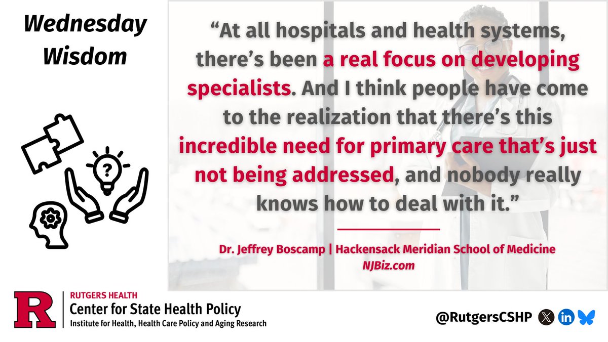 Rutgers CSHP (@rutgerscshp) on Twitter photo This week’s #WednesdayWisdom comes from Dr. Jeffrey Boscamp, president and dean of <a href="/HMHSchoolofMed/">Hackensack Meridian School of Medicine</a>.
<a href="/NJBIZ/">NJBIZ</a> covers his school’s effort to fully cover #tuition for students planning to enter fields of #medicine experiencing severe provider shortages: go.rutgers.edu/q14hmnbr This week’s #WednesdayWisdom comes from Dr. Jeffrey Boscamp, president and dean of <a href="/HMHSchoolofMed/">Hackensack Meridian School of Medicine</a>.
<a href="/NJBIZ/">NJBIZ</a> covers his school’s effort to fully cover #tuition for students planning to enter fields of #medicine experiencing severe provider shortages: go.rutgers.edu/q14hmnbr