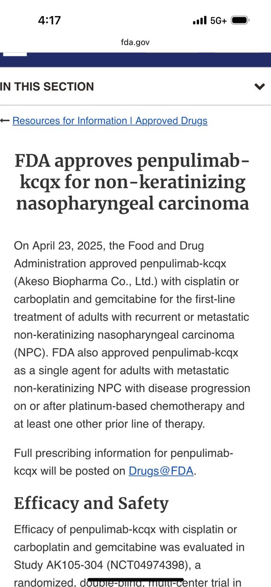 AdityaSunavs's tweet image. We have another option to treat R/M Nasopharyngeal carcinoma. Honored to have presented AK105-304 phase III study at AACR. Special thanks to Akesobio team, City of Hope, all investigators and most importantly all pts. who contributed to this study. Stay tuned more to come!!