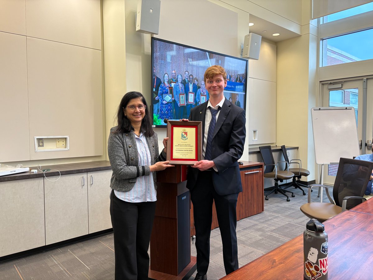 📣 The Beta Eta chapter of Eta Kappa Nu, the electrical and computer engineering honor society at NC State, has been recognized with the 2023–2024 Outstanding Chapter Award — one of only 22 chapters worldwide to earn the distinction.