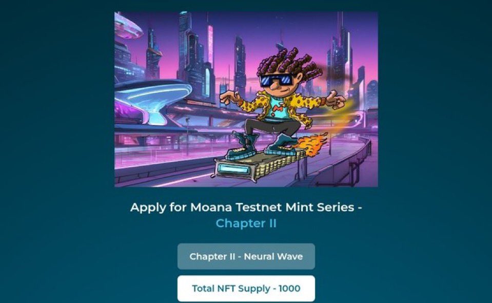 Moana Chapter II is LIVE.

<a href="/moana_vba/">moana</a> is back with the chapter II Testnet Mint and their Discord is live.
Early joiners = "Early Agent" role. Rare. Valuable.
Join DC: discord.gg/MH4fAjXU

Whitelist apps:
✅ apply.agentmoana.xyz
⏳ Closes April 30, 7AM UTC.

Mint Info:
🗓️