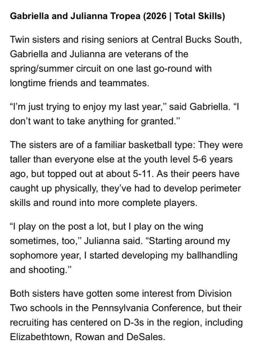 Gabby Tropea (@tropeagabby) on Twitter photo Thank you <a href="/hooplove215/">CityofBasketballLove</a> for the write up and coming to watch our team. Excited for the rest of the AAU season with <a href="/TS_Hoops/">Total Skills Basketball</a>
<a href="/cbsgirlsbball/">CB South Girls Basketball</a>
cityofbasketballlove.com/news_article/s… Thank you <a href="/hooplove215/">CityofBasketballLove</a> for the write up and coming to watch our team. Excited for the rest of the AAU season with <a href="/TS_Hoops/">Total Skills Basketball</a>
<a href="/cbsgirlsbball/">CB South Girls Basketball</a>
cityofbasketballlove.com/news_article/s…