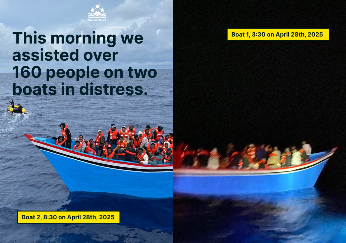 Sea-Watch International (@seawatch_intl) on Twitter photo Alerted by <a href="/alarm_phone/">@alarmphone</a> we supported two boats in distress with our #Aurora. Overnight, we provided life jackets & food until the Italian coastguard took everyone on board this morning. Among those rescued was a medical emergency. Alerted by <a href="/alarm_phone/">@alarmphone</a> we supported two boats in distress with our #Aurora. Overnight, we provided life jackets & food until the Italian coastguard took everyone on board this morning. Among those rescued was a medical emergency.