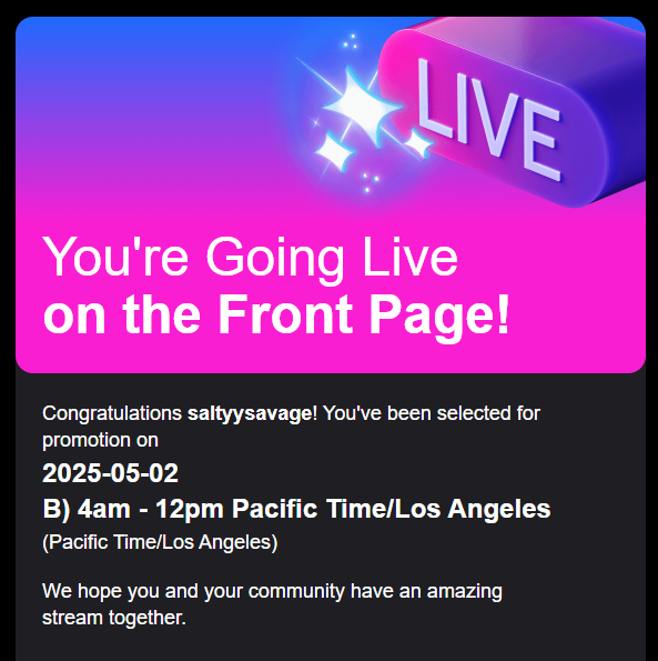 📢 BIG ANNOUNCEMENT 📢

For the first time we will be getting on that Front Page of <a href="/Twitch/">Twitch</a> this Friday you are not going to want to miss this one it is going to be one to remember! 🚀