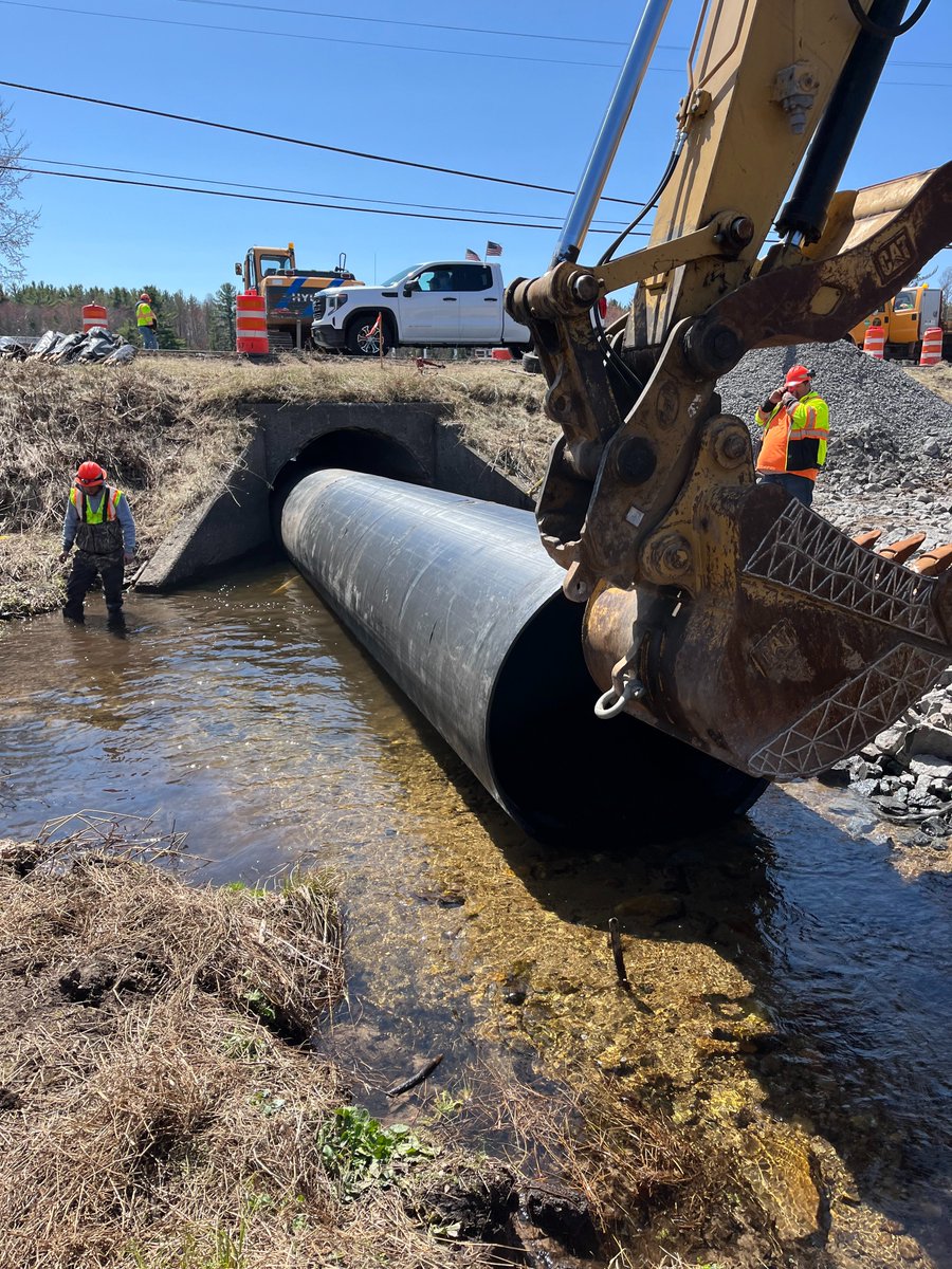 NYSDOT crews from Clinton County continue to make progress slip lining a culvert on State Route 3 in the Hamlet of Cadyville.
