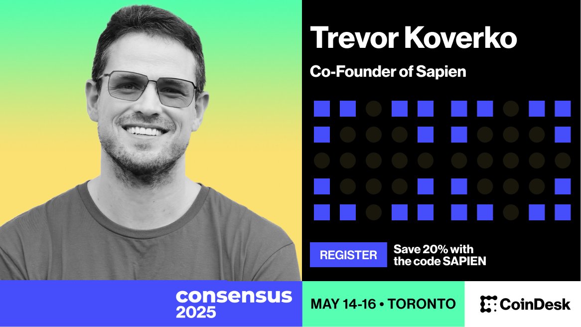 Sapien is headed to @Consensus2025 with <a href="/CoinDesk/">CoinDesk</a>!

Catch our founder <a href="/trevorkoverko/">Trevor Koverko</a> on the Mainstage where he’ll share how Sapien is redefining the future of data and digital assets.

See you there? 👀

Get your pass for $100 with the code SAPIEN to join us 🔗⤵️