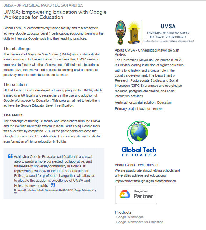Jose Santander Figueredo (@jasantander) on Twitter photo ¡Orgulloso de haber capacitado a docentes UMSA para Google Educator Nivel 1! junto a @Globaltecheducator <a href="/SusyCarlo3/">Susy Carlo</a> Alan Muñoz Su pasión por la tecnología educativa es inspiradora. ¡Felicidades a los certificados! #GoogleForEducation #GoogleTrainer #UMSA #Bolivia ¡Orgulloso de haber capacitado a docentes UMSA para Google Educator Nivel 1! junto a @Globaltecheducator <a href="/SusyCarlo3/">Susy Carlo</a> Alan Muñoz Su pasión por la tecnología educativa es inspiradora. ¡Felicidades a los certificados! #GoogleForEducation #GoogleTrainer #UMSA #Bolivia