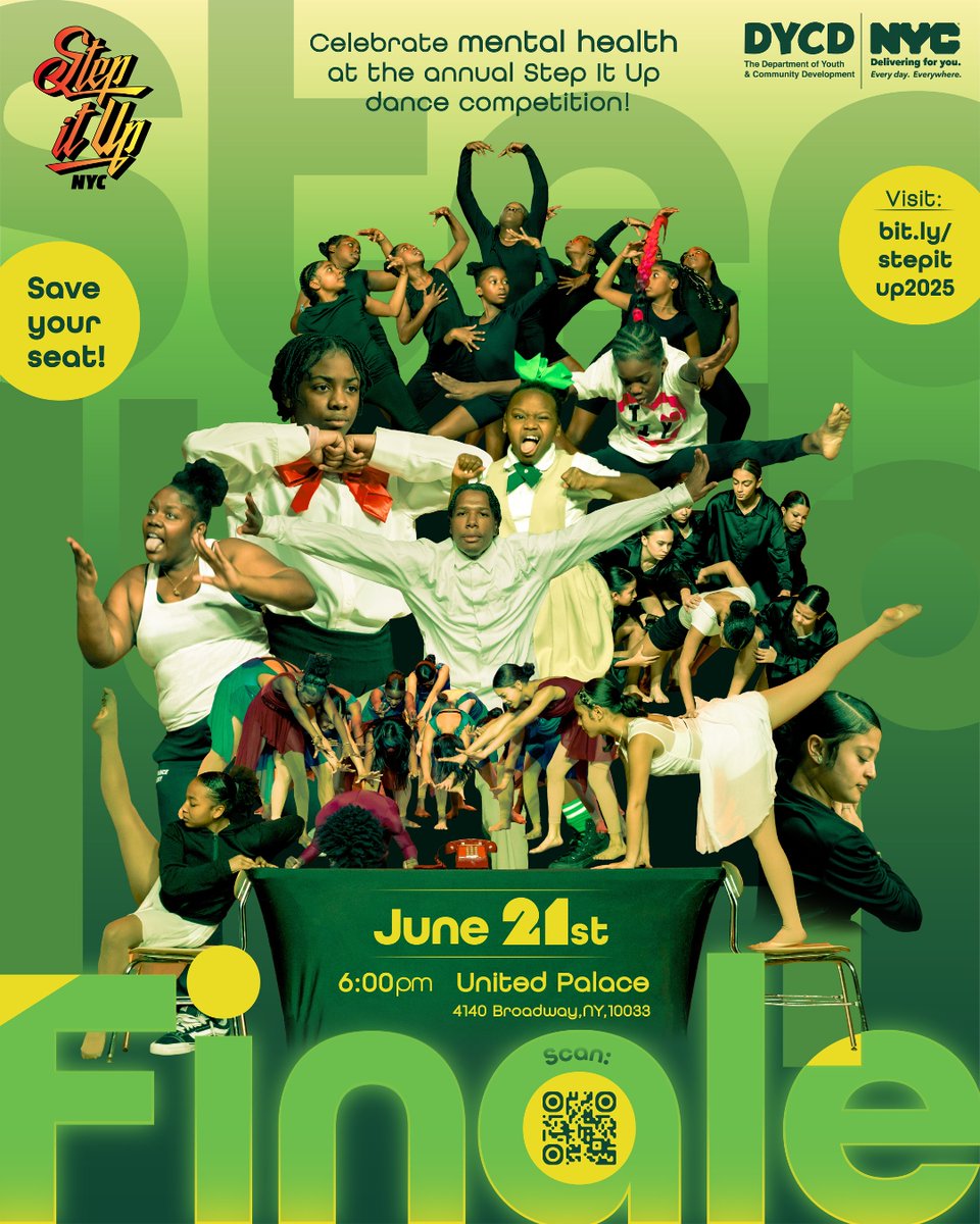 🎟️ Free Tickets to the Step It Up NYC Finale!

NYC’s biggest dance and step showdown is happening June 21! The top 10 teams compete for the crown while raising awareness for Mental Health &amp; Wellness. 🧠💙

Get your tickets now! 🔗 bit.ly/stepitup2025