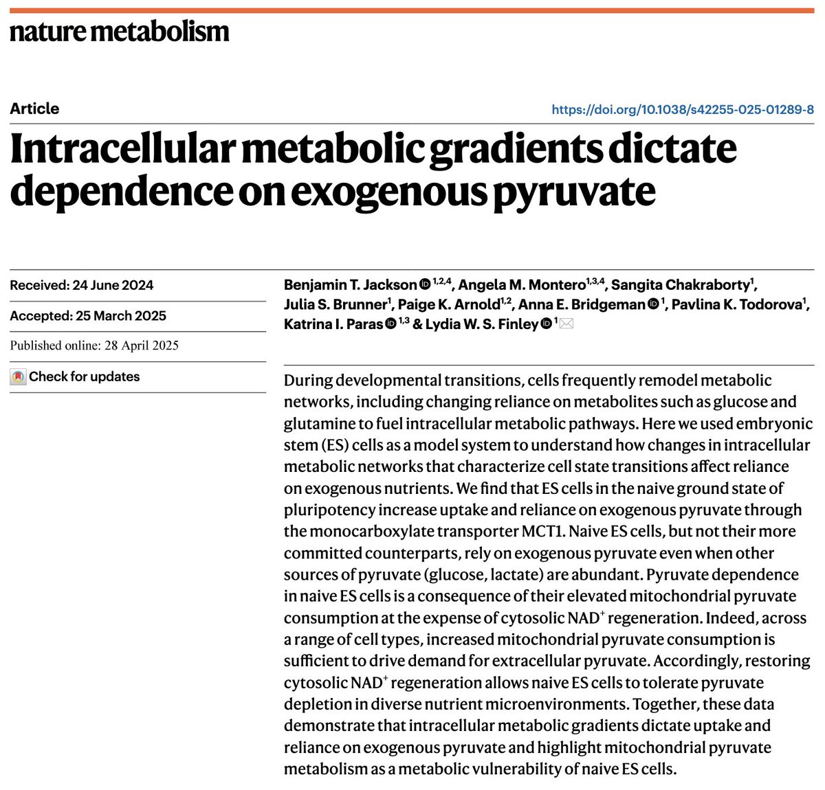 Lydia Finley (@lydfinley) on Twitter photo Our latest work, led by <a href="/__btjackson/">Benjamin Jackson</a> and Angela Montero <a href="/MSKCancerCenter/">Memorial Sloan Kettering Cancer Center</a> demonstrates how intracellular metabolic gradients induce dependence on exogenous pyruvate in embryonic stem cells Our latest work, led by <a href="/__btjackson/">Benjamin Jackson</a> and Angela Montero <a href="/MSKCancerCenter/">Memorial Sloan Kettering Cancer Center</a> demonstrates how intracellular metabolic gradients induce dependence on exogenous pyruvate in embryonic stem cells