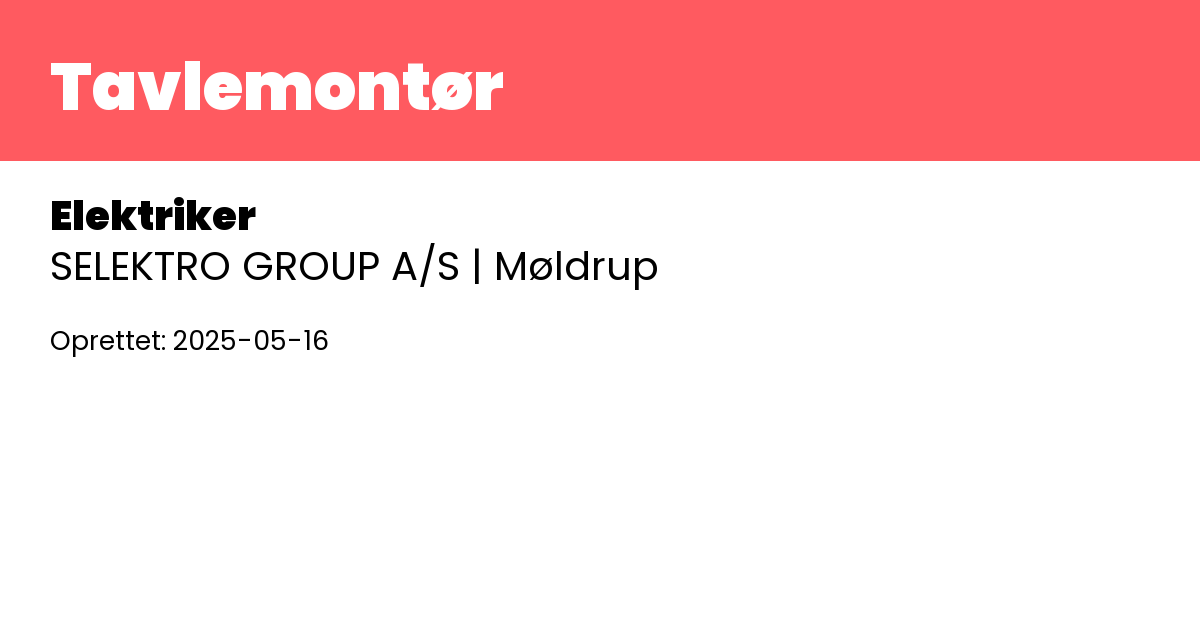 ElektrikerJobs's tweet image. 📢 Elektriker: Tavlemontør #JobDK
🏢 SELEKTRO GROUP A/S
📍 #Møldrup
👉 talentio.dk/jobs/tavlemont…