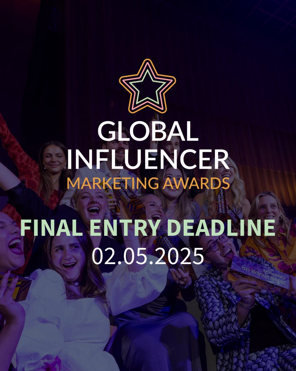 🚨 Final Entry Deadline Extended 🚨

We've extended the final entry deadline for the Global Influencer Marketing Awards 2025 to this Friday, 2nd May at midnight!

If you didn't think you'd have time to enter - this is your chance ✨

hubs.la/Q03k2W1k0