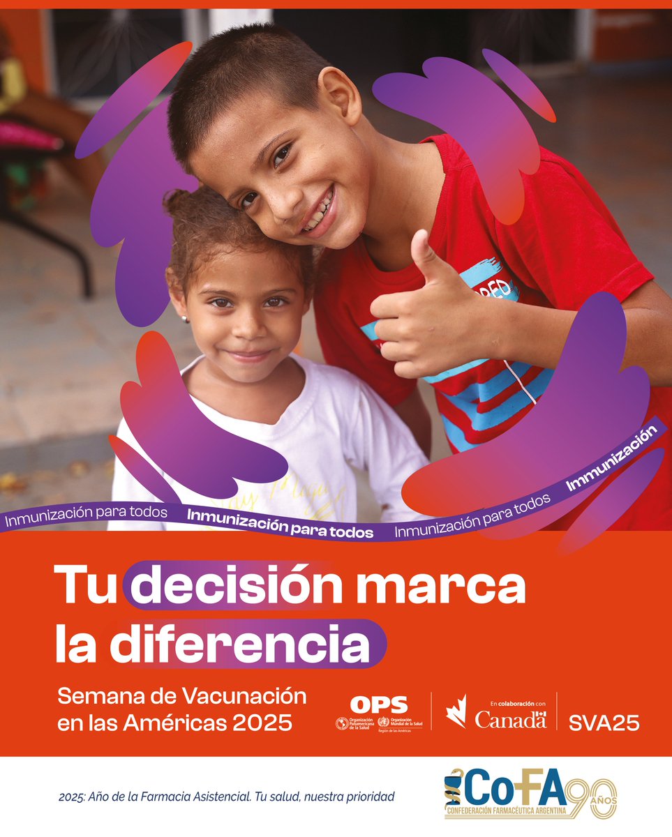 💉Semana de Vacunación en las Américas 2025

Acercate a tu farmacia, consultá tus dudas y protegé a quienes más querés. 🛡️🦠

Más información:
bit.ly/3EAy96Q