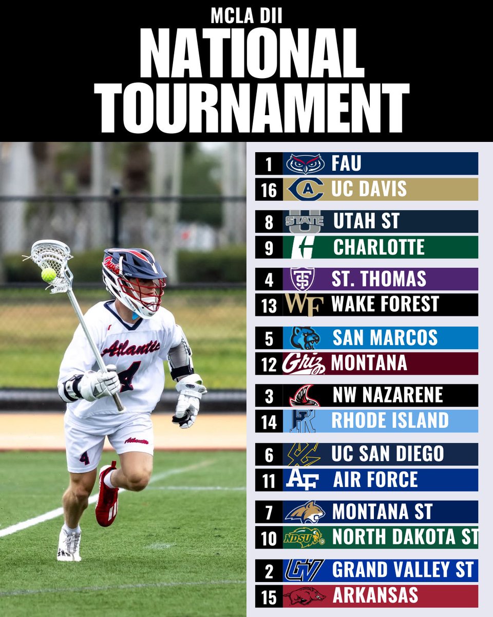 VarsityLacrosse's tweet image. The field is set for the 2025 MCLA National Tournament