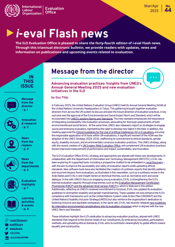 ILO EVALUATION (@ilo_eval) on Twitter photo 📢Just released: <a href="/ILO_EVAL/">ILO EVALUATION</a> #newsletter⤵️
ilo.org/sites/default/…
#Evaluation insights on:
🎯Impact of ILO's normative work
🌍Resilience in adversity in <a href="/iloarabstates/">ILO Arab States - منظمة العمل الدولية</a>
🙌UN-SWAP 2.0 achievements
💡and more!
<a href="/UNevaluation/">Evaluation</a> <a href="/UN_Evaluation/">UN Evaluation Group</a> <a href="/BetterEval/">BetterEvaluation</a> 📢Just released: <a href="/ILO_EVAL/">ILO EVALUATION</a> #newsletter⤵️
ilo.org/sites/default/…
#Evaluation insights on:
🎯Impact of ILO's normative work
🌍Resilience in adversity in <a href="/iloarabstates/">ILO Arab States - منظمة العمل الدولية</a>
🙌UN-SWAP 2.0 achievements
💡and more!
<a href="/UNevaluation/">Evaluation</a> <a href="/UN_Evaluation/">UN Evaluation Group</a> <a href="/BetterEval/">BetterEvaluation</a>
