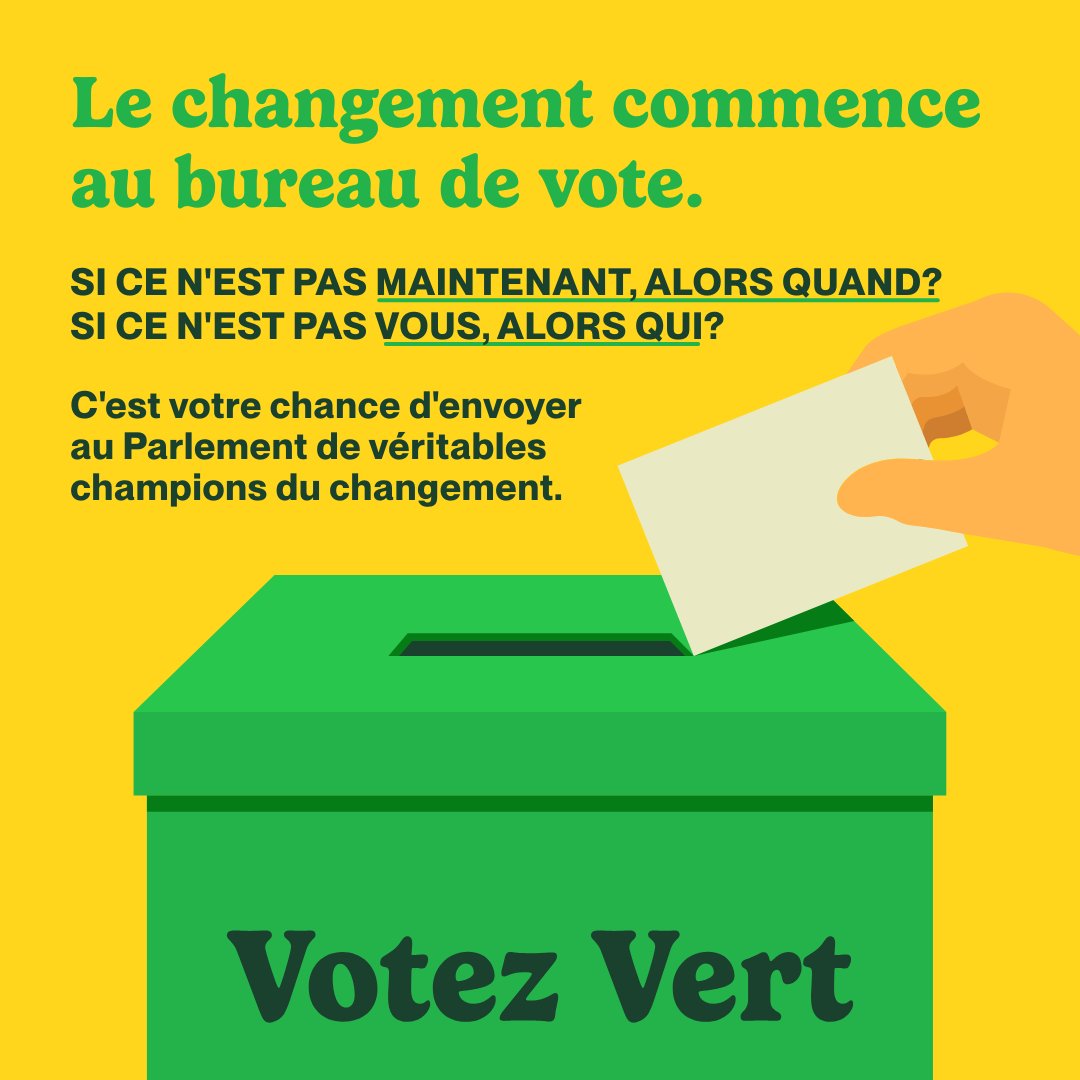 LesVertsCanada's tweet photo. Le pouvoir de changer les choses est entre vos mains. Envoyons des champions du progrès au Parlement! #VotezVert https://t.co/rlhDEffvgf