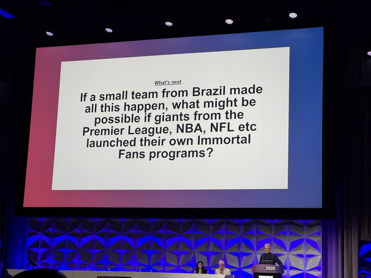 And a wholly inspiring follow up talk by Mr. João Coutinho, titled “Immortal Fans: Turning Thousands of Soccer Fans into Organ Donors”.
Read more about the project here: bbc.com/news/magazine-…
<a href="/ISHLT/">The ISHLT</a> #ISHLT2025