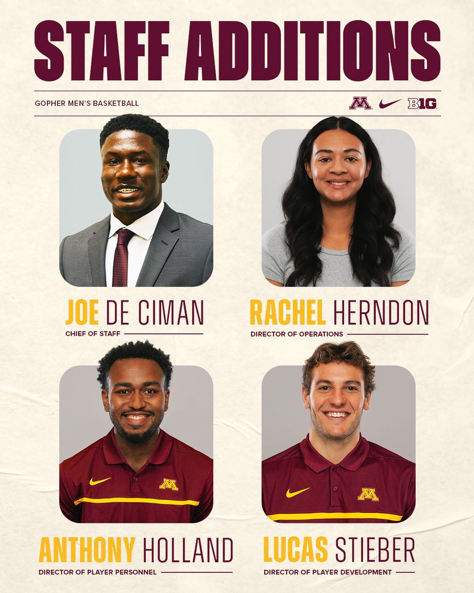🏀 𝗦𝘁𝗮𝗳𝗳 𝗨𝗽𝗱𝗮𝘁𝗲 🏀

Join us in welcoming Chad, Aaron, Joe, Rachel, Anthony and Lucas to Minnesota!

Release: z.umn.edu/aesi