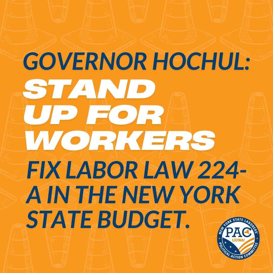 New York State Laborers' Tri-Funds (@nystrifunds) on Twitter photo We're calling on <a href="/GovKathyHochul/">Governor Kathy Hochul</a> to stand in #solidarity with workers as a champion for labor and fix Labor Law 224-A in the New York State Budget!
The time is now to uplift workers Governor!! 🦺👷🚧 We're calling on <a href="/GovKathyHochul/">Governor Kathy Hochul</a> to stand in #solidarity with workers as a champion for labor and fix Labor Law 224-A in the New York State Budget!
The time is now to uplift workers Governor!! 🦺👷🚧