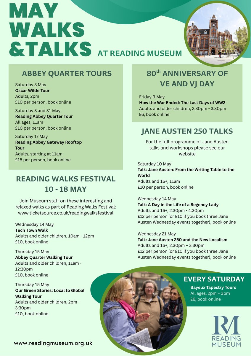 We have some wonderful walks and talks lined up during May 🌳 

Find out more here: rdguk.info/fDWxl

#RDG #RDGUK #ReadingWalksFestival