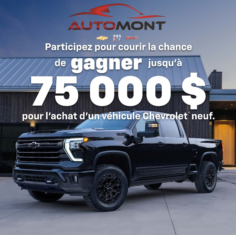 Connaissez-vous le concours Chevrolet? C’est un 𝐜𝐨𝐧𝐜𝐨𝐮𝐫𝐬 𝐝𝐞 𝐟𝐨𝐮 pour courir la chance de 𝐠𝐚𝐠𝐧𝐞𝐫 𝐣𝐮𝐬𝐪𝐮’𝐚̀ 𝟕𝟓 𝟎𝟎𝟎 $ pour l’achat d’un 𝐯𝐞́𝐡𝐢𝐜𝐮𝐥𝐞 𝐧𝐞𝐮𝐟 𝐂𝐡𝐞𝐯𝐫𝐨𝐥𝐞𝐭.

Pour participer au concours ➡️  leconcourschevrolet.ca/default.aspx?i…