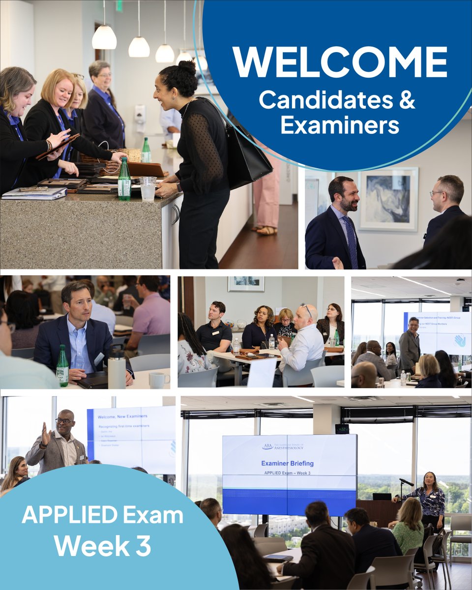 AbaPhysicians's tweet photo. Wishing a warm welcome to examiners and candidates as they arrive at the AIME Center in Raleigh, N.C., for Week 3 of the APPLIED Exam! We look forward to another successful exam week. #anesthesiology #theABA #BoardCertification #APPLIEDExam https://t.co/QhpS6IPSxd