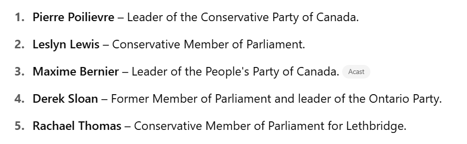 Chat GPT, 
Who are the top 5 misinformation spreaders in Canadian politics?
Who votes for liars?