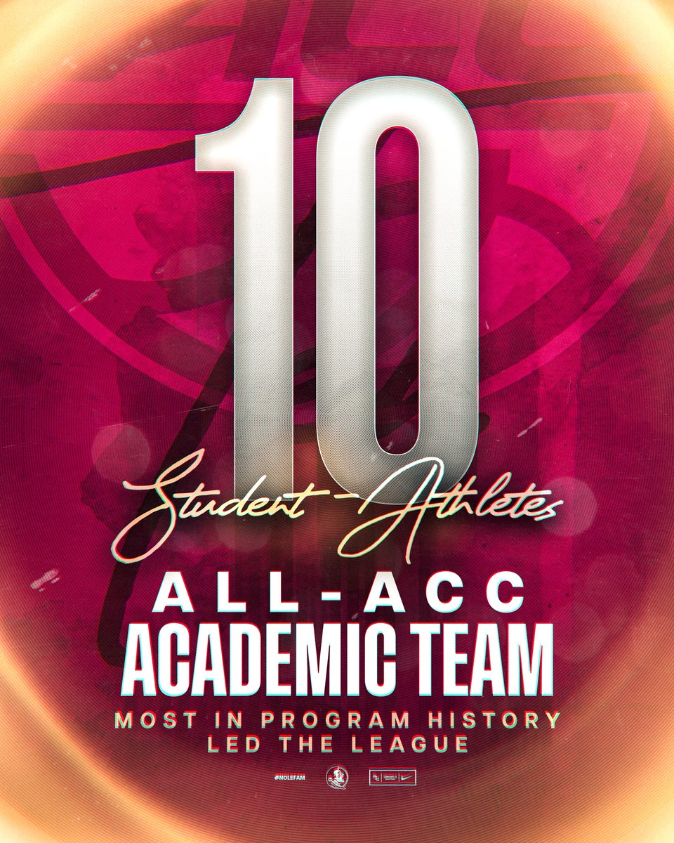 10 named All-ACC Academic Team 🤩

Most in program history ✅
Led <a href="/theACC/">The ACC</a> ✅

#NoleFAM | <a href="/accwbb/">ACC Women's Basketball</a>