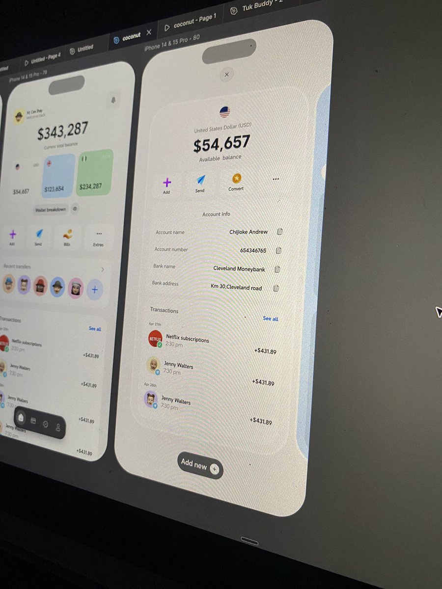 Thedesigntool's tweet image. Ongoing banking app project I’m working on 🚧
