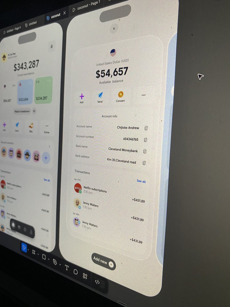 Thedesigntool's tweet image. Ongoing banking app project I’m working on 🚧