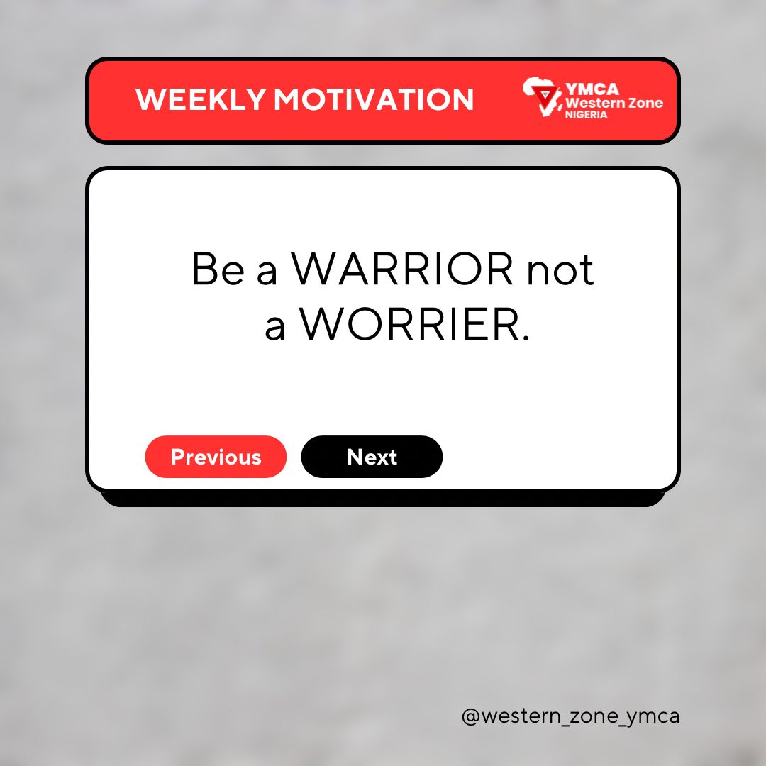 WZ_ymca's tweet photo. "Be a WARRIOR, not a WORRIER."

No matter the challenges you face, remember: strength lies within you.
Focus on solutions, stay resilient, and keep pushing forward!
You've got this!
Tag someone who needs this reminder today!
#YMCAWesternZone #WeeklyMotivation #StayStrong https://t.co/VT9MUE12lW