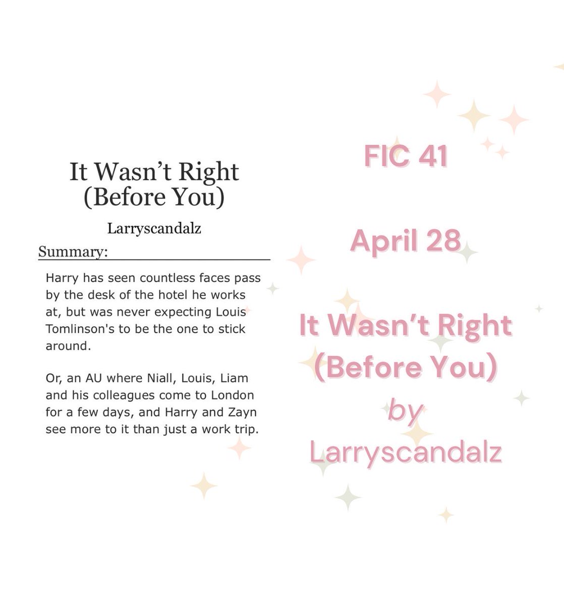 BHarryFest's tweet image. BHFF FIC 41 IS OUT NOW! 🌸🤍
It Wasn’t Right (Before You) (20k) by @larryscandalz
Read here: archiveofourown.org/works/63400855